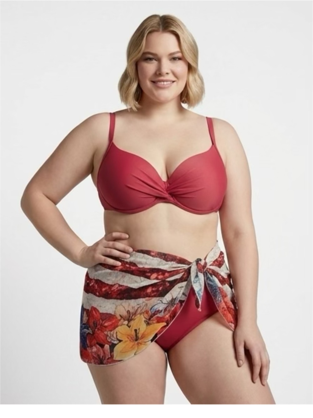 Bundle & Save: 3 for $29. Floral American Flag Sarong - Red, Blue, Yellow - Picture 2 of 3